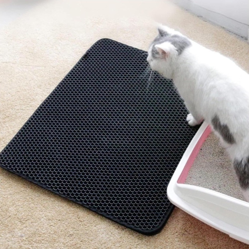 Cat Litter Mat 16x20 Waterproof Washable Dbl Layer Honeycomb Trapping Black NEW